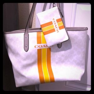 Coach Signature Varsity Stripe City Tote & Wallet